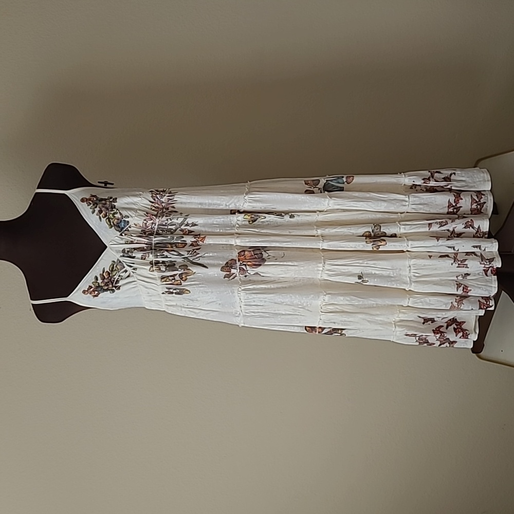 Butterfly Dropout Small Cream Scattered Roses Midi Dress